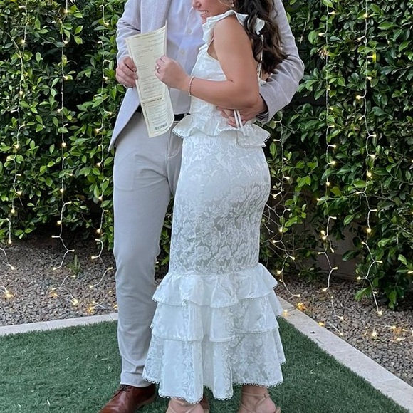 V. Chapman Violet Corset Ruffled Tiered Hem Midi Dress - Picture 6 of 9